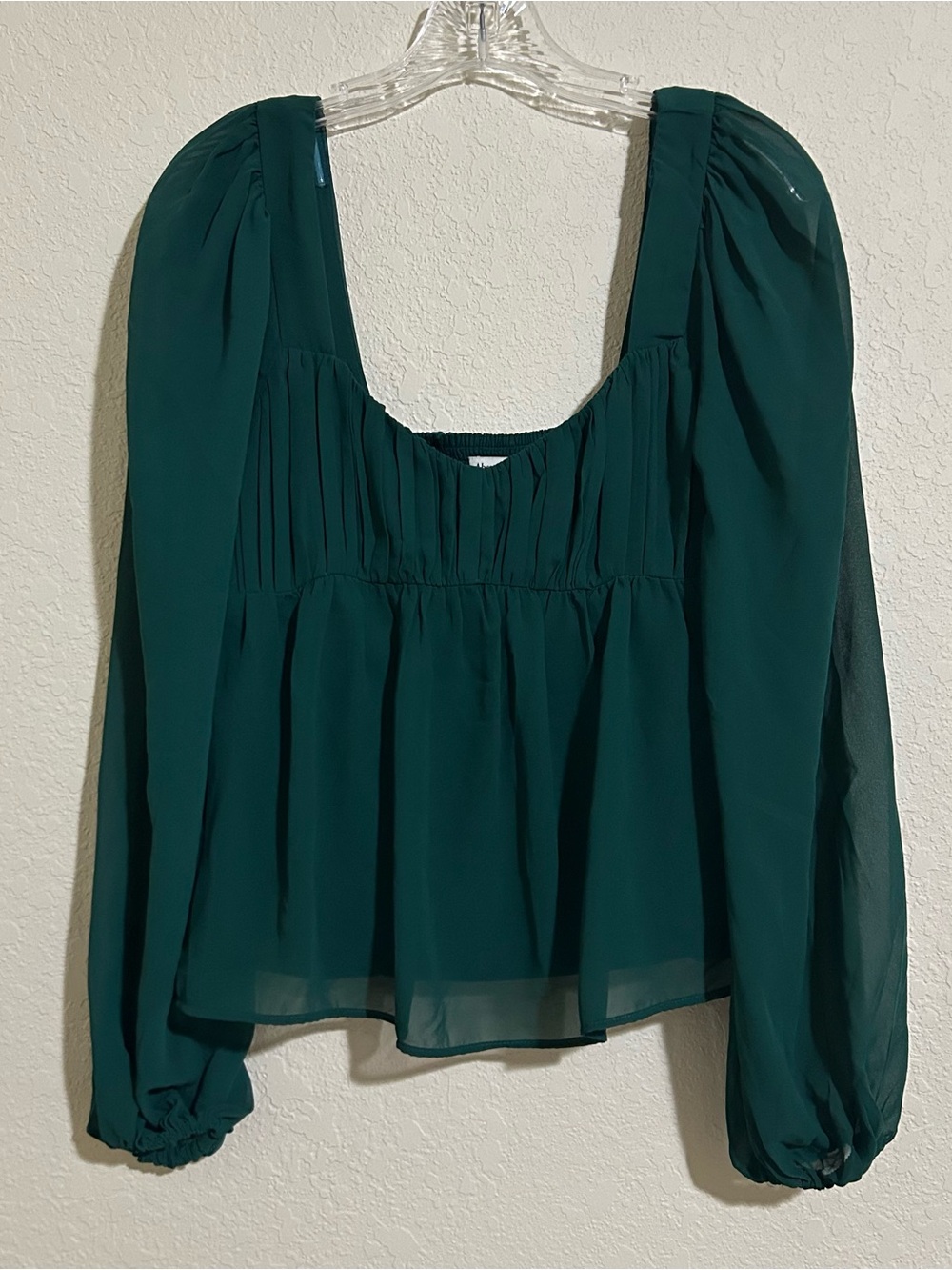 Abercrombie & Fitch Emerald Green Long Sleeve Peasant Blouse